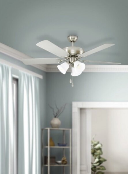 Eglo 35077 - Stropní ventilátor LAS PALMAS 3xE27/40W/230V matný chrom/hnědá