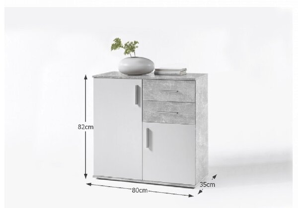 KONDELA Komoda, bílá/beton, POPPY 4