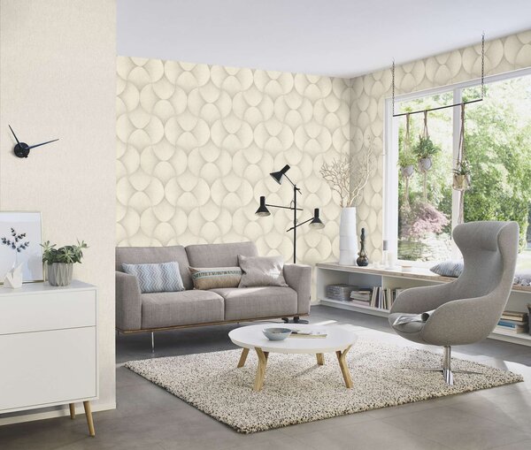 RASCH | Vliesová tapeta na zeď Sky Lounge 608236 | 0,53 x 10,05 m | bílá, béžová, krémová