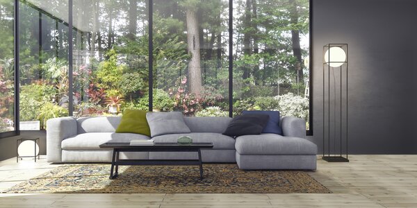 Mantra 7614 Desigual, moderní stojací lampa 1xE27, černý kov/sklo, výška 160cm