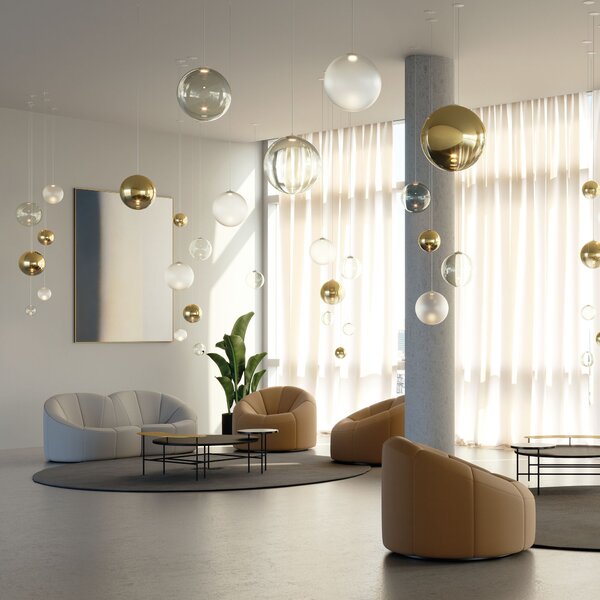 Lodes 17112 4327 Random Solo 14, závěs z kouřového foukaného skla, 1x1W LED 2700K, prům.14cm