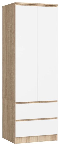 Šatní skříň se šuplíky 60 cm WREN - dub sonoma / bílá