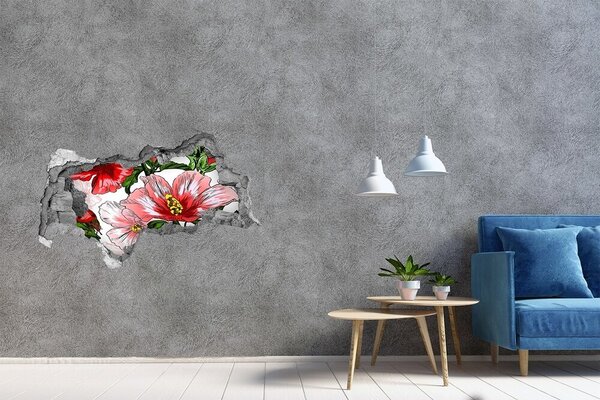 Nálepka 3D díra na zeď beton Hibiskus nd-b-65039906