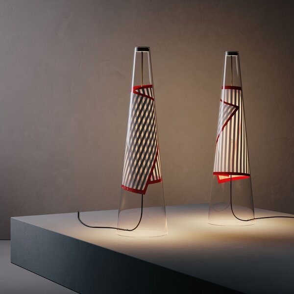 Lodes 21080 6027 Cono di Luce, designová stolní lampa sklo/červená 7,5W LED 2700K, výška 50,2cm