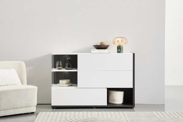 KOMODA, bílá, perleť, 120/77/40 cm MID.YOU - Široké komody, Online Only