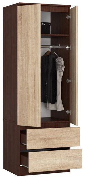 Šatní skříň se šuplíky 60 cm WREN - wenge / dub sonoma