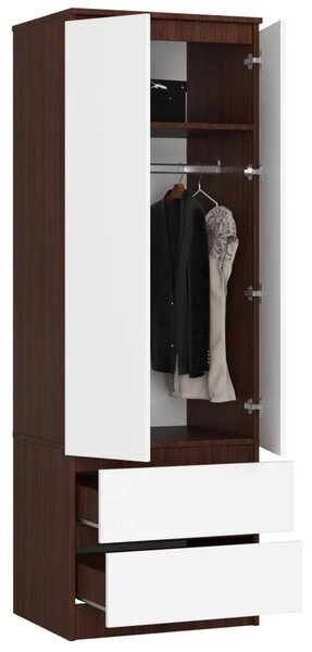 Šatní skříň se šuplíky 60 cm WREN - wenge / bílá