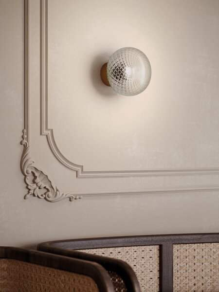 Il Fanale 279.05.G Bloom, nástěnné svítidlo z mosazi a kouřového skla, 1x10W LED E14, průměr 16cm