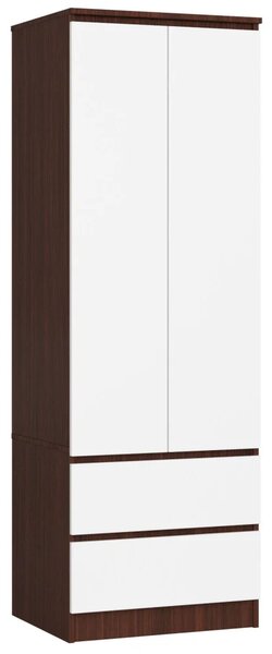 Šatní skříň se šuplíky 60 cm WREN - wenge / bílá