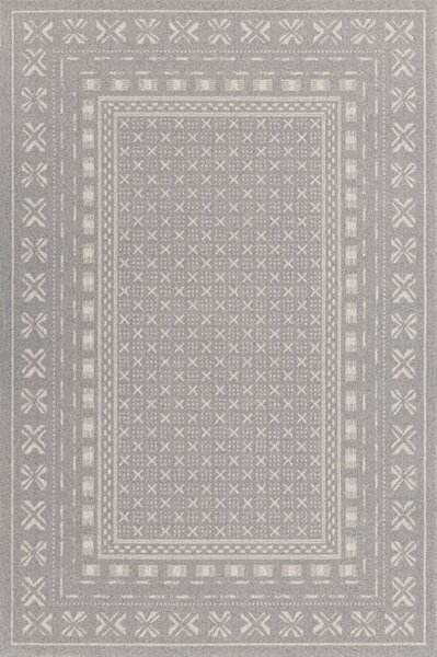 Kusový koberec vlněný Agnella Noble Blockprint Geometrický šedý Rozměr: 133x195 cm