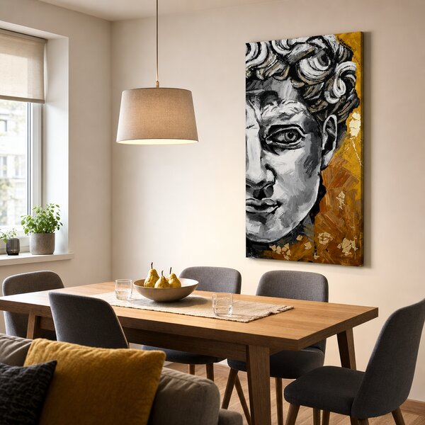 Obraz antické sochy Davida na plátně s ručně malovanými detaily - 40x80 cm