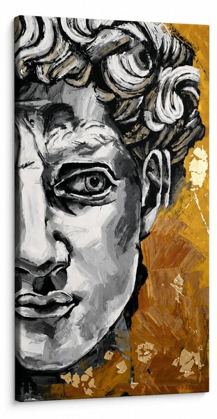 Obraz antické sochy Davida na plátně s ručně malovanými detaily - 40x80 cm