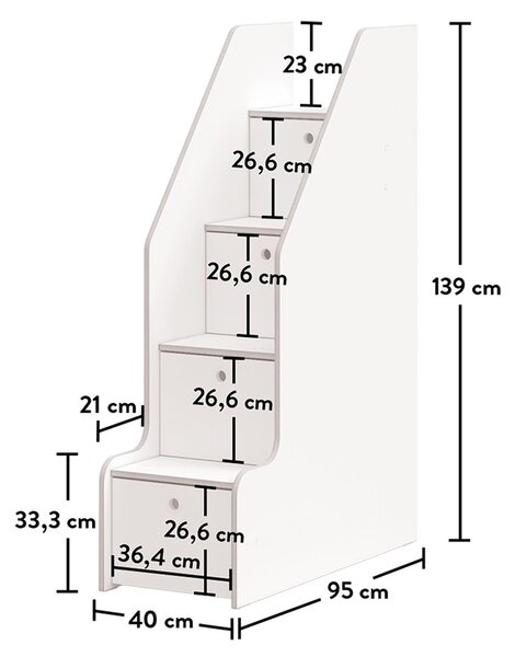 Čilek Patrová postel Mocha Studio pro 3 děti 90x200 cm s úložným prostorem (schody)