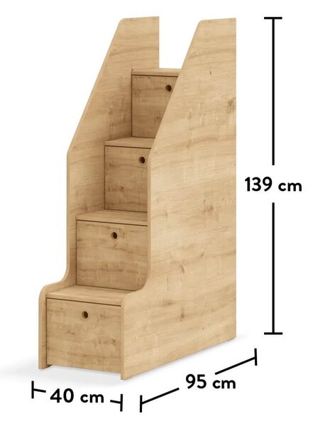 Čilek Patrová postel Mocha Studio pro 3 děti 90x200 cm s úložným prostorem (schody)
