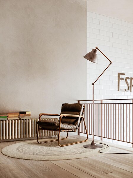 Il Fanale 269.08.OF Loft, industriální stojací lampa z mosazi a železa, 1x15W E27, výška 112-206cm
