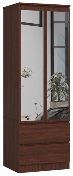 Šatní skříň se šuplíky a zrcadly 60 cm WREN - wenge