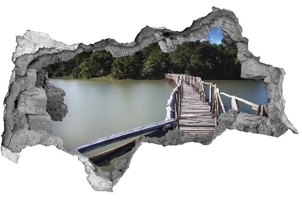 Samolepící díra na stěnu Dřevěný most nd-b-68963234