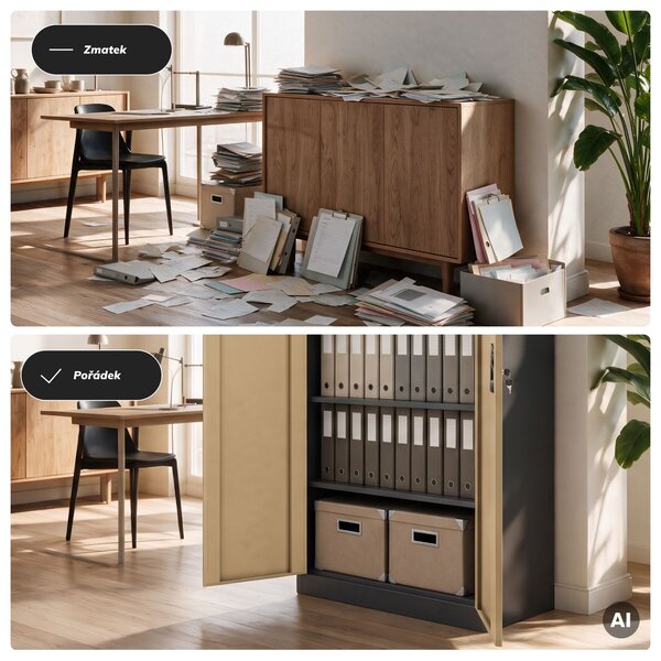 Kovová skříň s úložným prostorem antracitová/ořech, 900x1850x450 mm: TOMASZ Eco Design