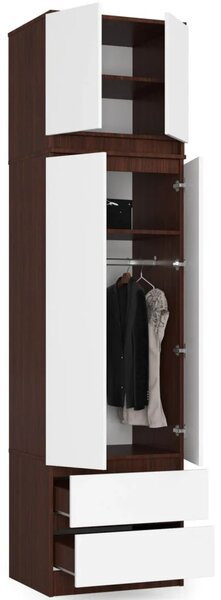 Šatní skříň s nástavcem 60 cm WREN - wenge / bílá