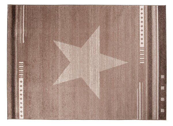 Moderní kusový koberec MAROKO - CENTER STAR tmavě béžový L916A - 140x190 cm