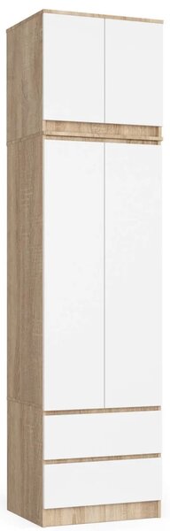 Šatní skříň s nástavcem 60 cm WREN - dub sonoma / bílá