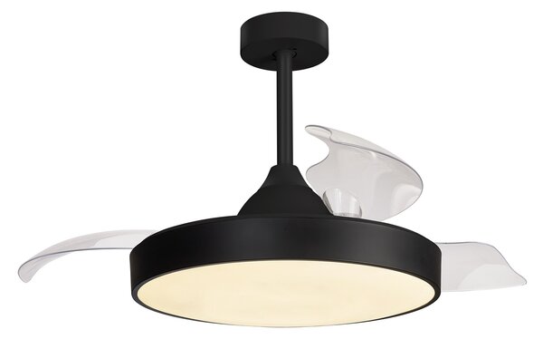 Mantra 8754 Alaska, rozvinovací ventilátor se svítidlem a dálk. ovladačem, LED 50W 2700-5000K, černá, průměr 50/106cm