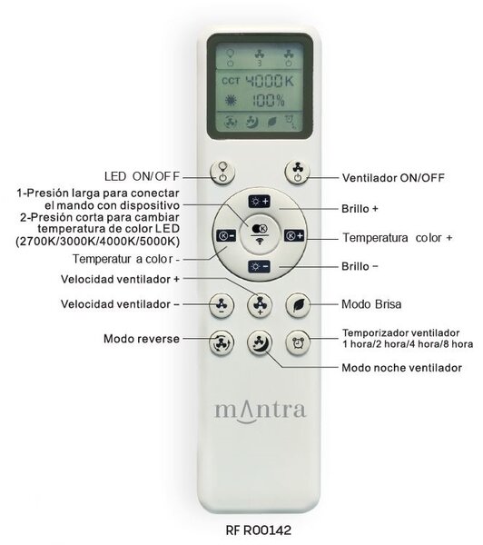 Mantra 8755 Alaska Mini, rozvinovací ventilátor se svítidlem a dálk. ovladačem, LED 45W 2700-5000K, bílá, průměr 45/93cm