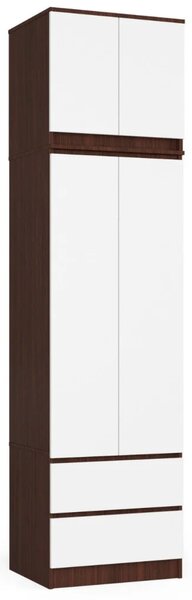Šatní skříň s nástavcem 60 cm WREN - wenge / bílá