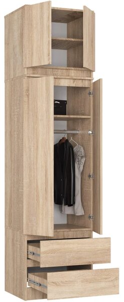 Šatní skříň s nástavcem 60 cm WREN - dub sonoma