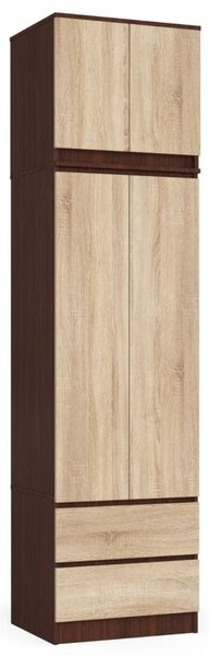 Šatní skříň s nástavcem 60 cm WREN - wenge / dub sonoma