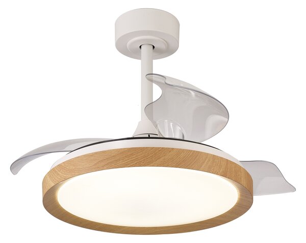 Mantra 8830 Mistral Mini, rozvinovací ventilátor se svítidlem a dálk. ovladačem, LED 40W 3000-6500K, dřevěná, průměr 45/91cm