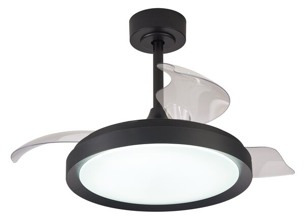 Mantra 8831 Mistral MIni, rozvinovací ventilátor se svítidlem a dálk. ovladačem, LED 40W 3000-6500K, černá, průměr 45/91cm