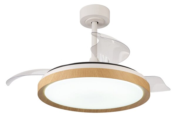 Mantra 8827 Mistral, rozvinovací ventilátor se svítidlem a dálk. ovladačem, LED 50W 3000-6500K, dřevěná, průměr 51/106cm