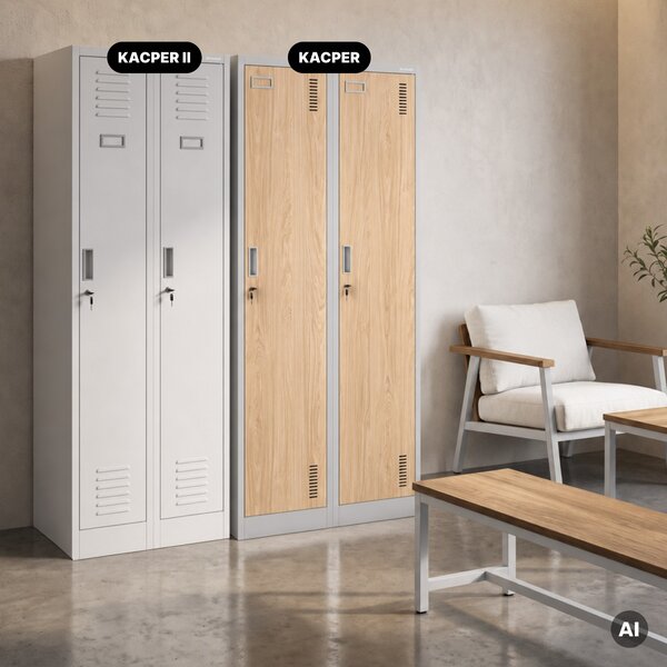 Zaměstnanecká skříňka čtyřkomorová šedá/dub sonoma, 800x1800x500 mm: KACPER Eco Design
