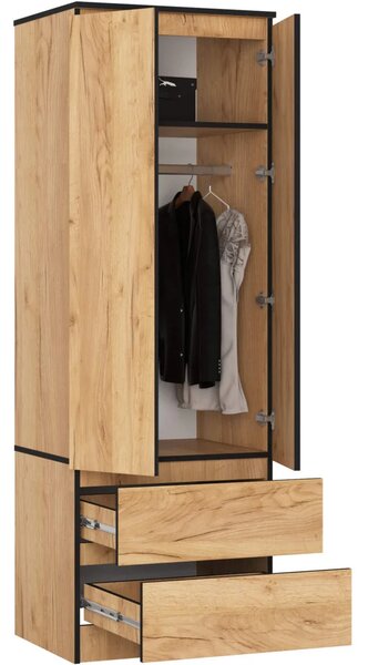 Šatní skříň se šuplíky 60 cm WREN - dub craft