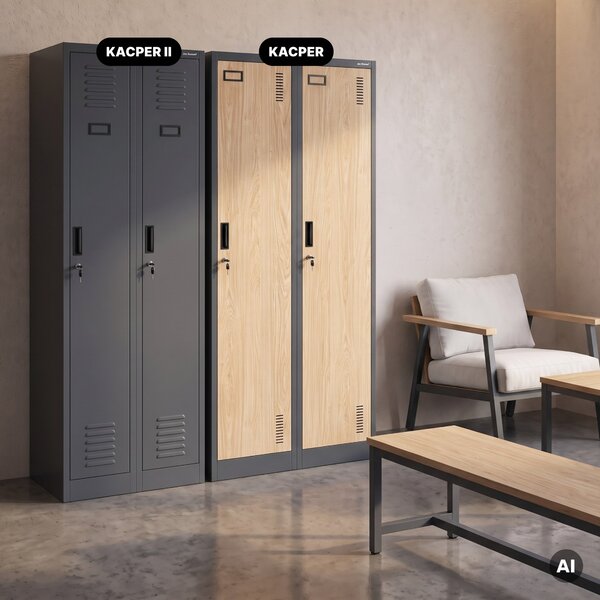 Zaměstnanecká skříňka čtyřkomorová antracitová/dub sonoma, 800x1800x500 mm: KACPER Eco Design
