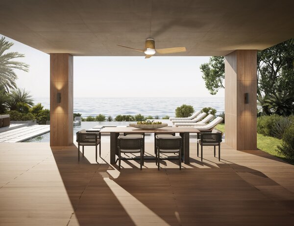 Mantra 8719 Ushuaia, lopatkový ventilátor se svítidlem a dálk. ovladačem LED 30W 2700-5000K, dřevěná, průměr 134cm