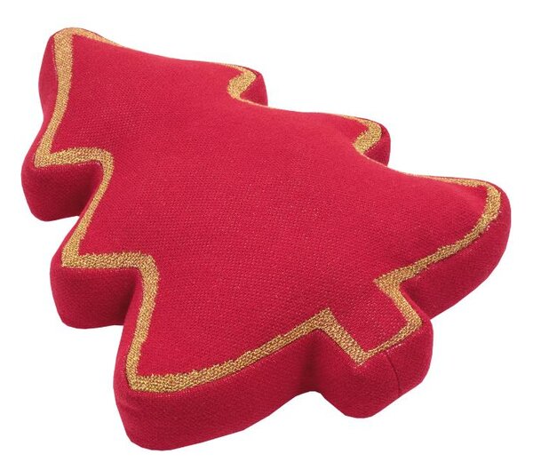 Pletený polštářek STROMEK LUREX červenostříbrná/zlatá vánoční dekorace