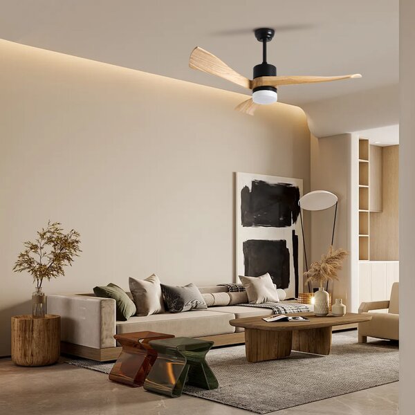 Immax NEO LITE SOFISTICADO Smart LED stropní svítidlo s ventilátorem Tuya WiFi černé/dřevo