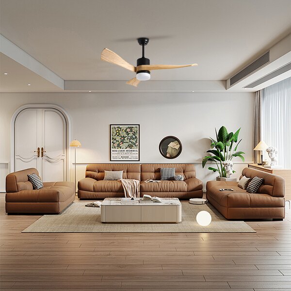 Immax NEO LITE SOFISTICADO Smart LED stropní svítidlo s ventilátorem Tuya WiFi černé/dřevo