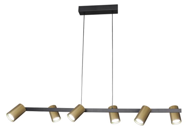 Mantra 8486 Sal, závěsné spotové svítidlo 6xGU10, černá/zlatá, délka 101cm