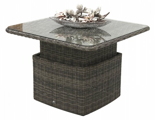 Ratanový stůl výsuvný jídelní/odkládací 100 x 100 cm BORNEO LUXURY (šedá)