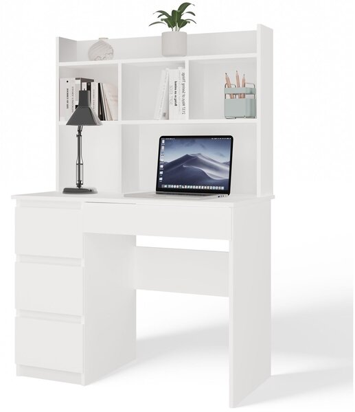 TP Living Psací stůl s nástavbou MIJAS levý matně bílý