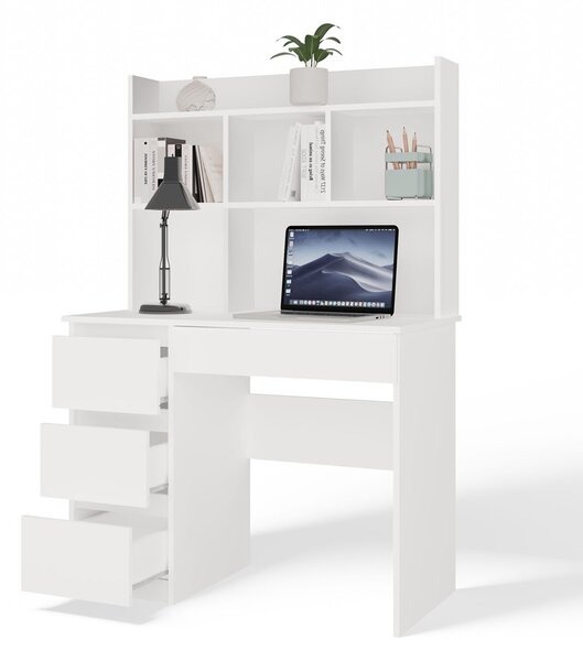 TP Living Psací stůl s nástavbou MIJAS levý matně bílý