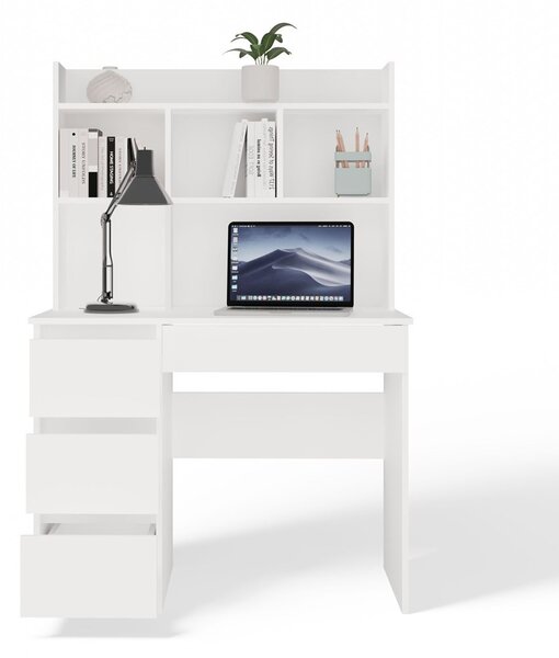 TP Living Psací stůl s nástavbou MIJAS levý matně bílý