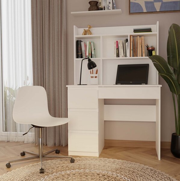 TP Living Psací stůl s nástavbou MIJAS levý matně bílý