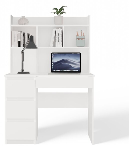 TP Living Psací stůl s nástavbou MIJAS levý matně bílý
