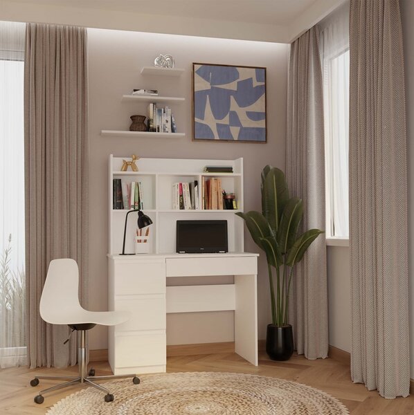 TP Living Psací stůl s nástavbou MIJAS levý matně bílý