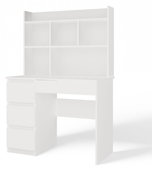 TP Living Psací stůl s nástavbou MIJAS levý matně bílý