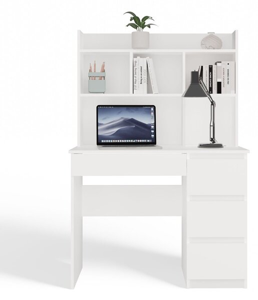 TP Living Psací stůl s nástavbou MIJAS pravý matně bílý